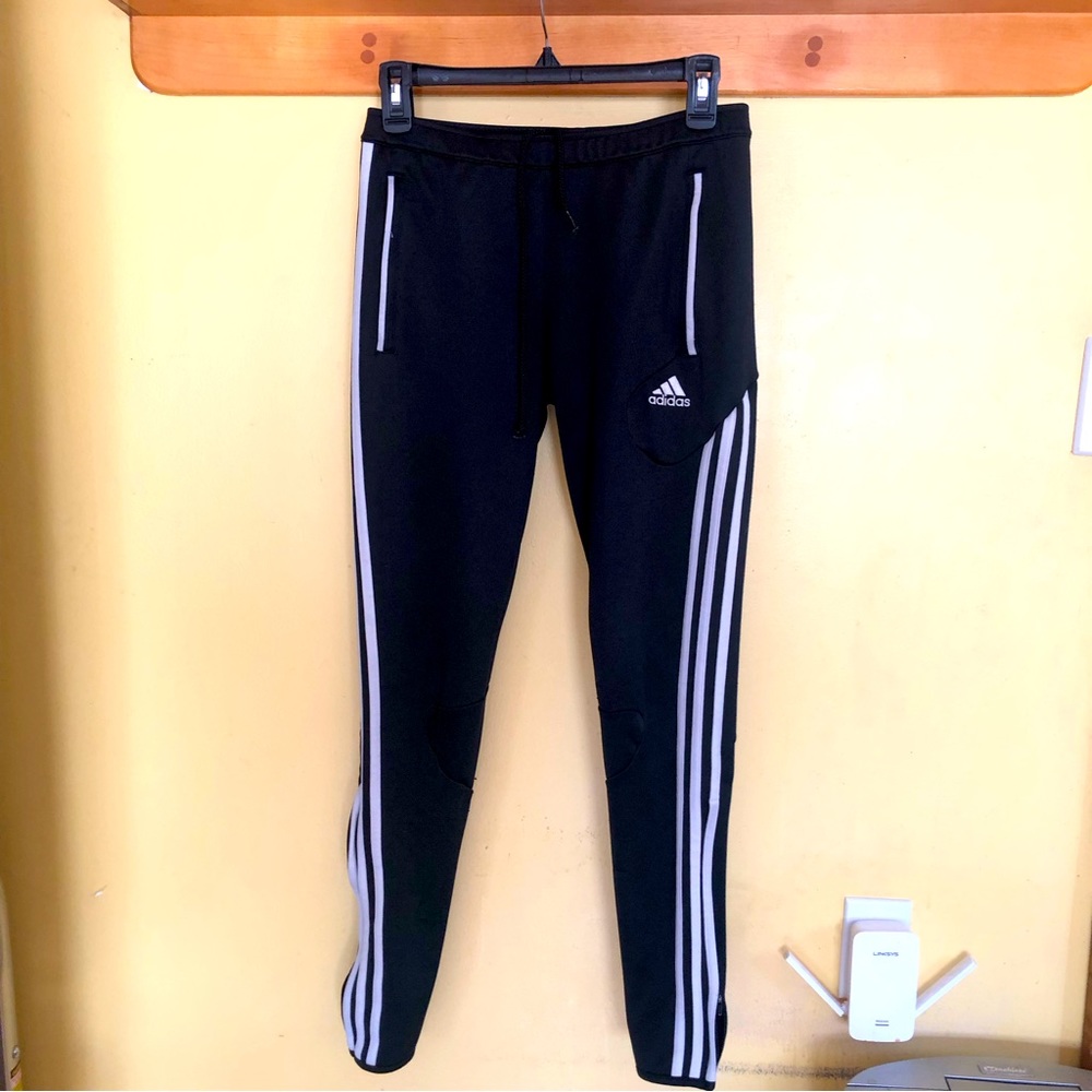 Adidas athletic pants size:XS Black with white strips, trim and logo